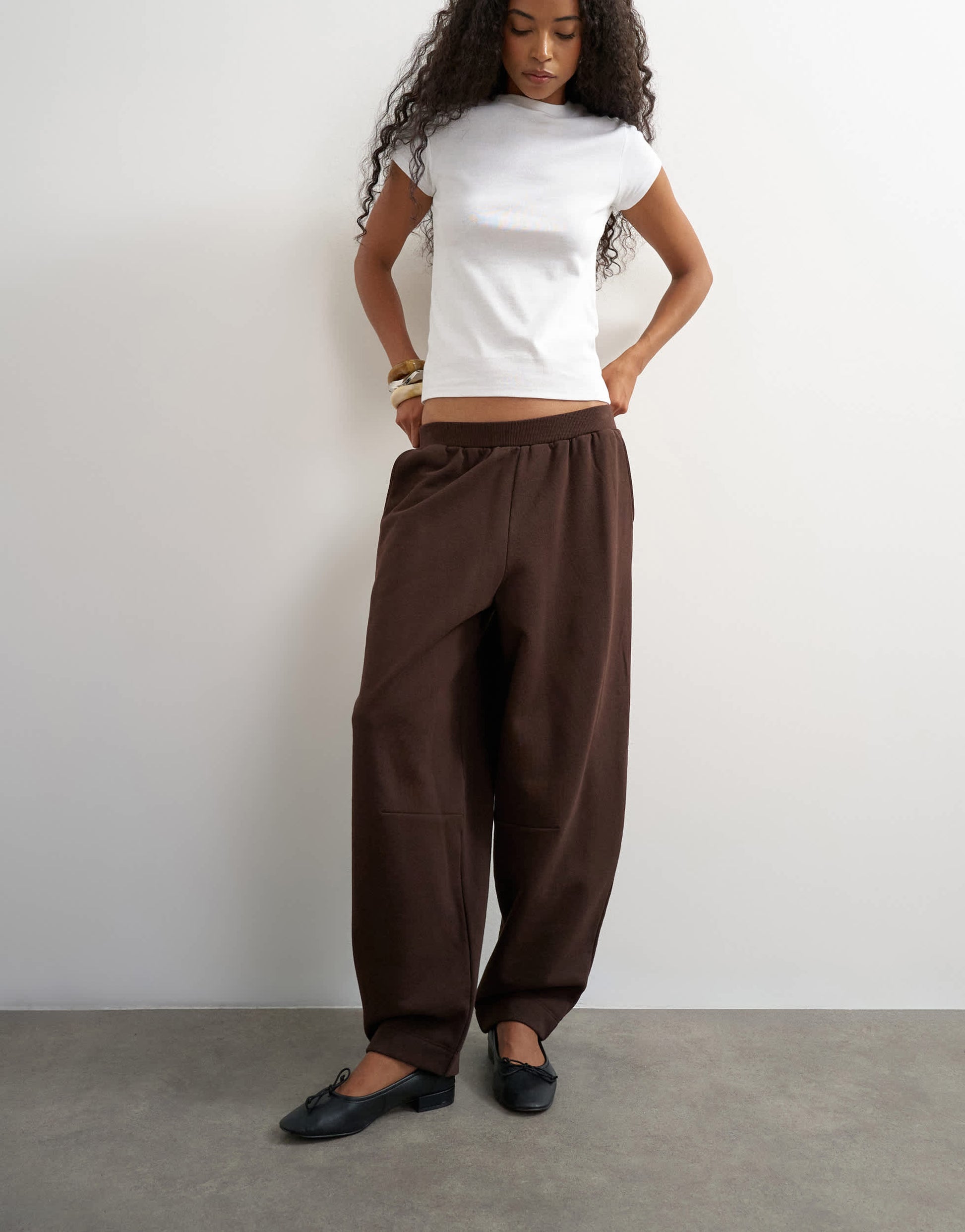 Topshop barrel leg jogger in chocolate