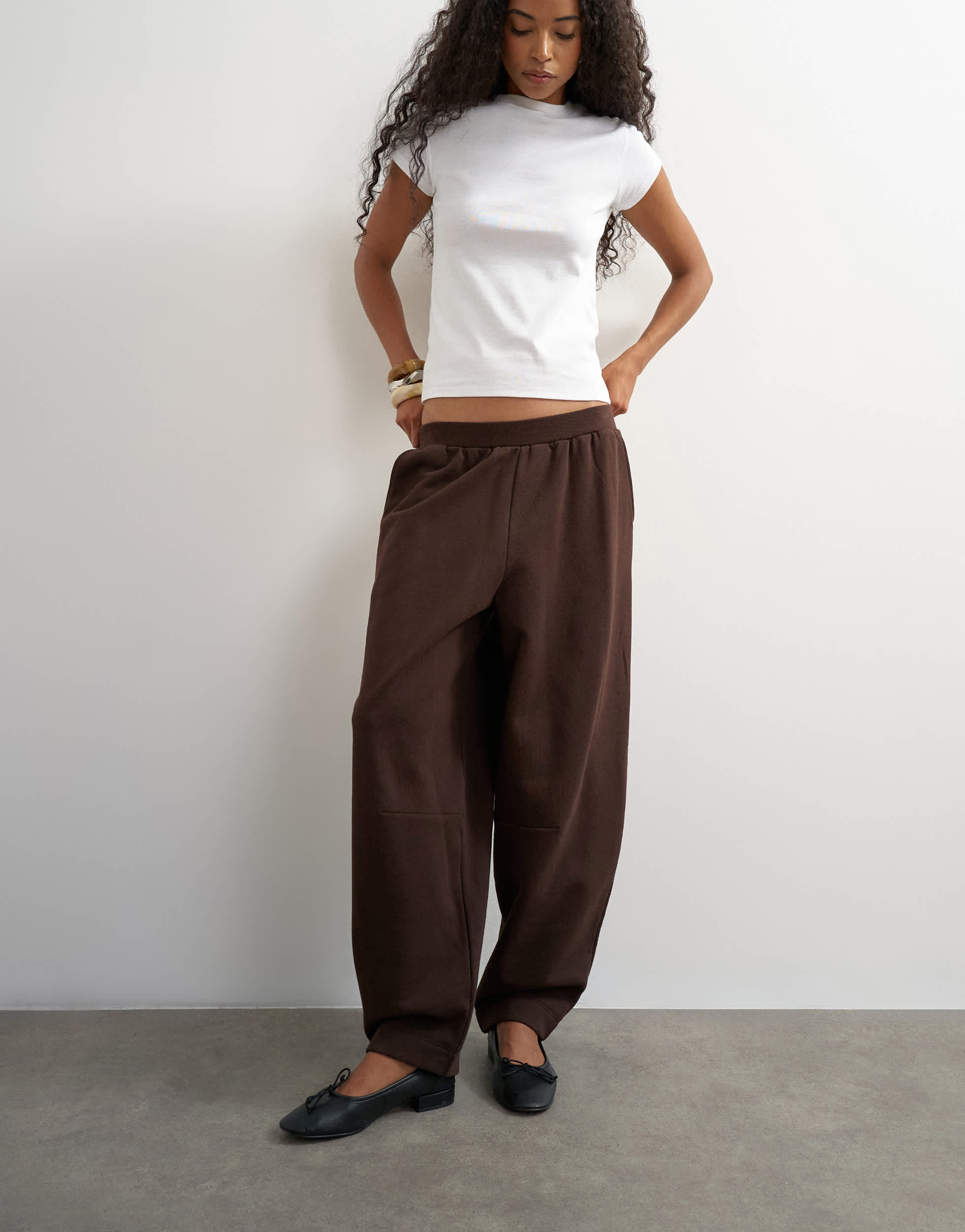 Topshop barrel leg jogger in chocolate