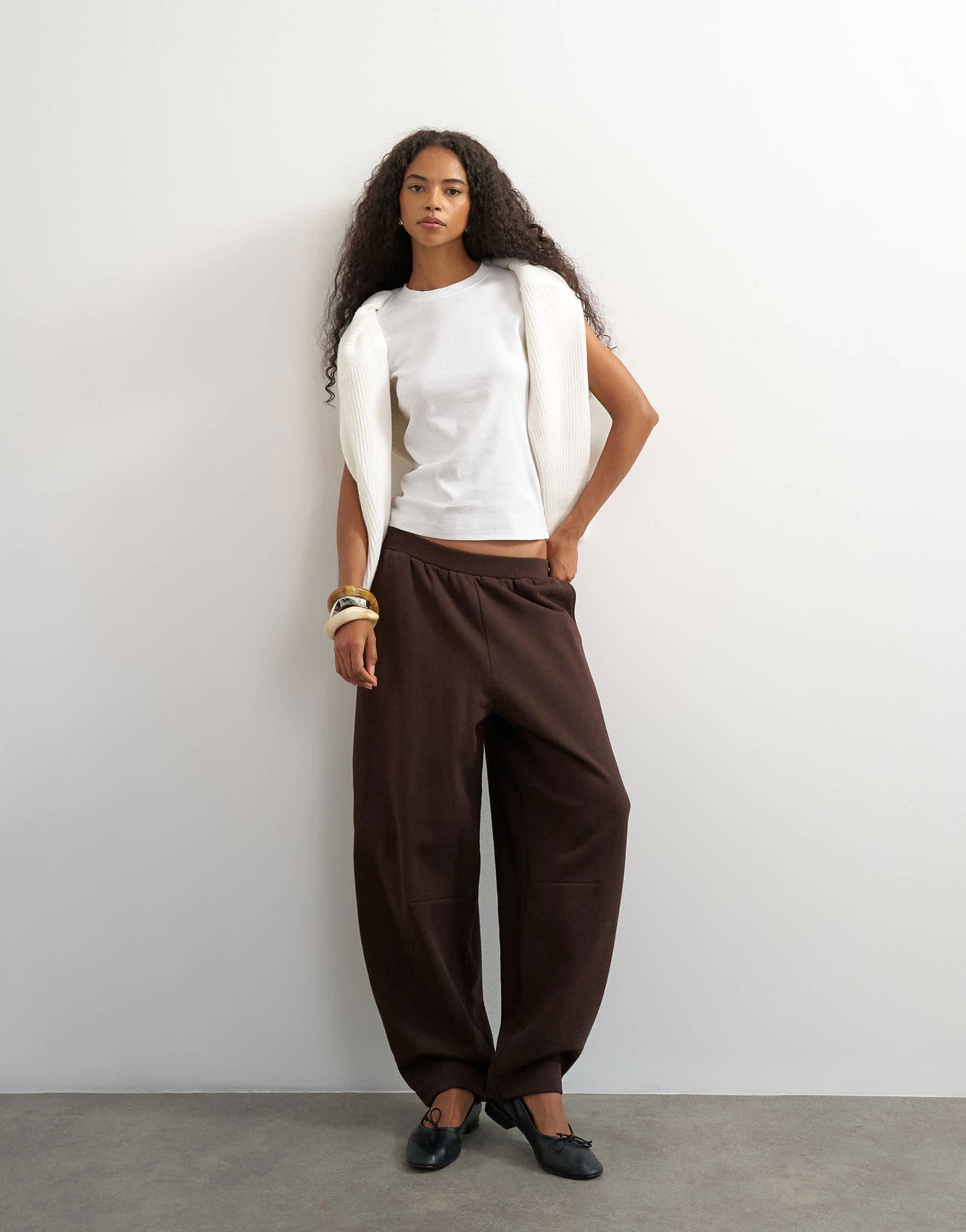 Topshop barrel leg jogger in chocolate