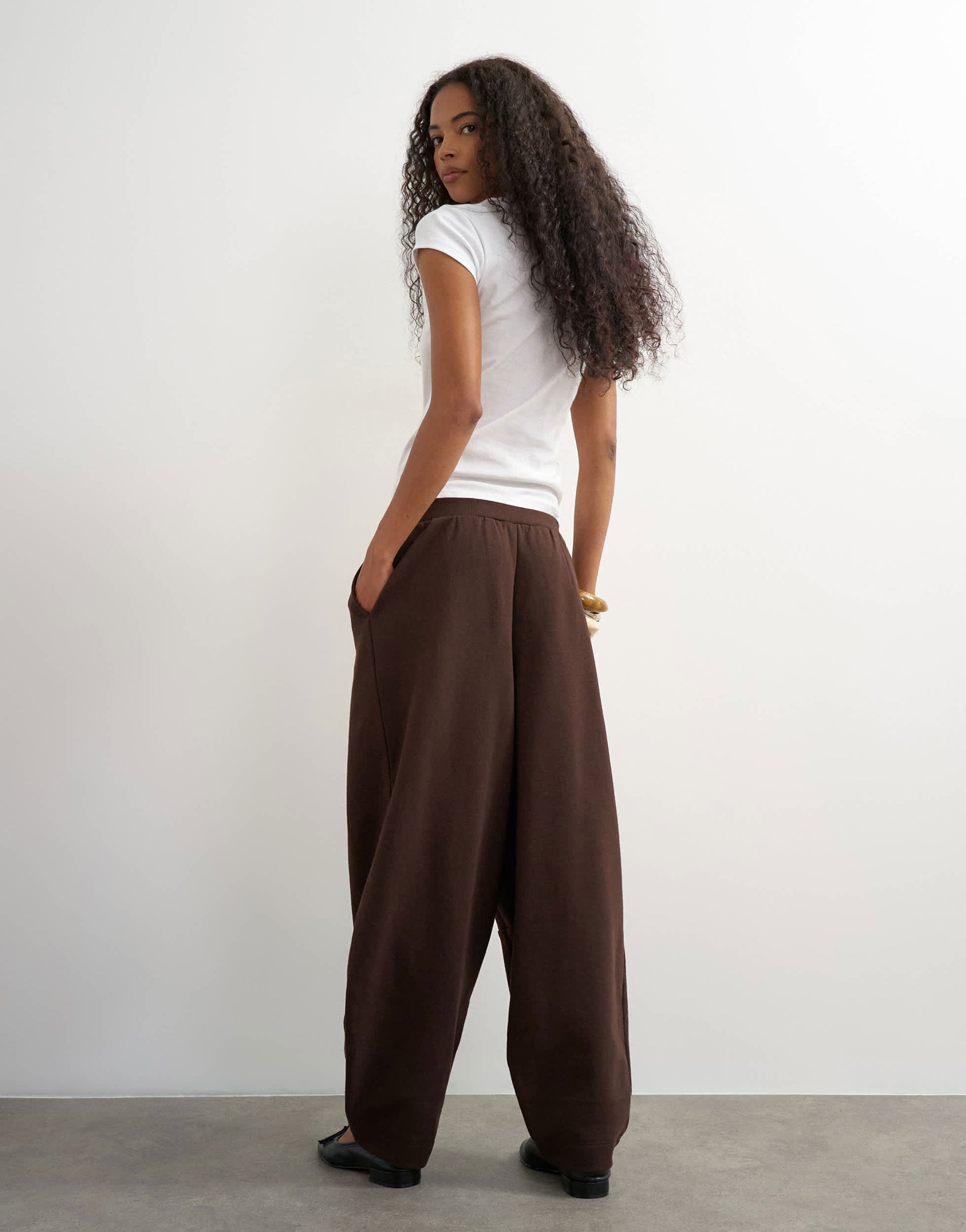 Topshop barrel leg jogger in chocolate