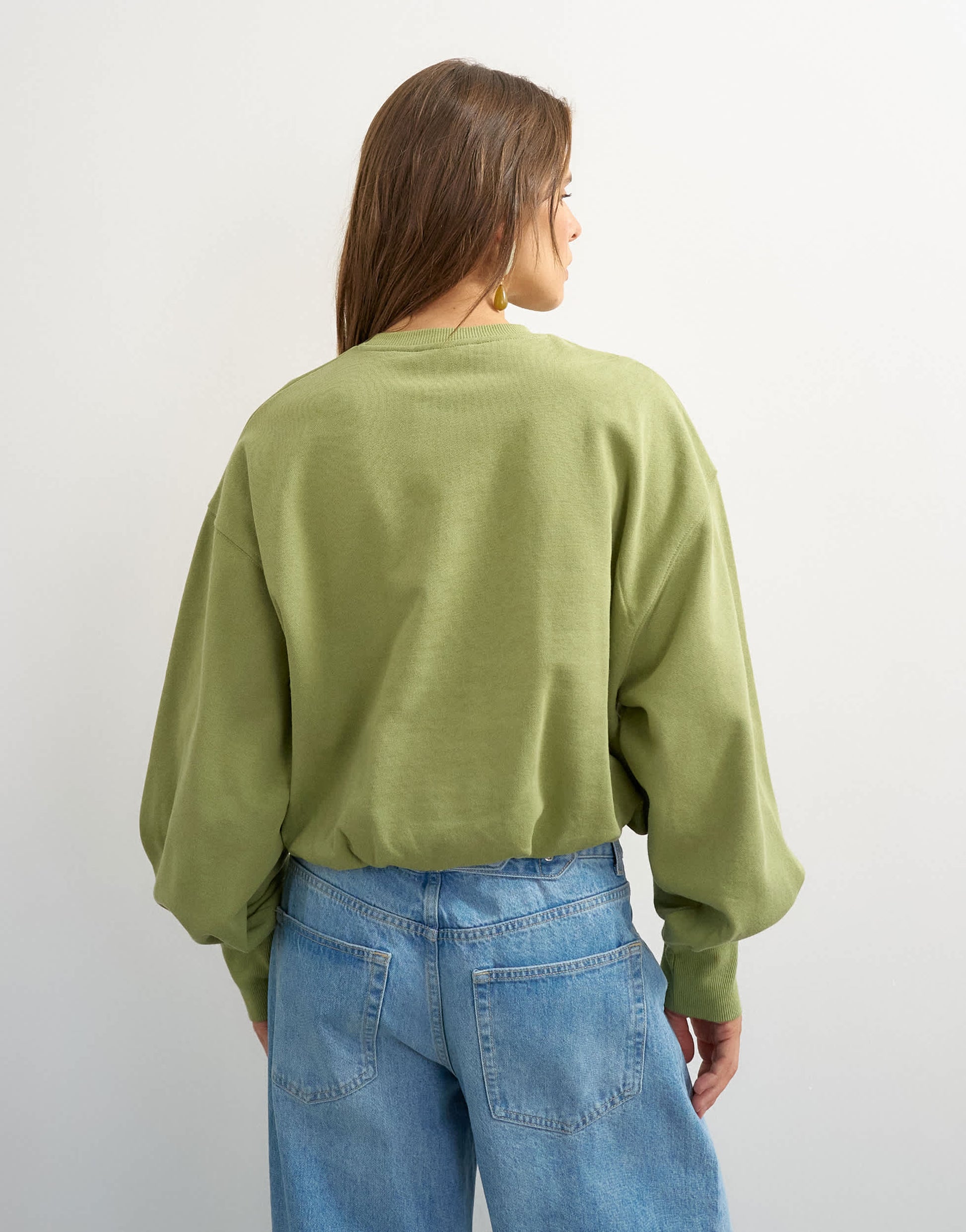 Topshop bubble hem sweat in washed sage