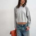 Topshop Raglan-Oberteil mit gerafften Ärmelbündchen und langen Ärmeln in Grau meliert