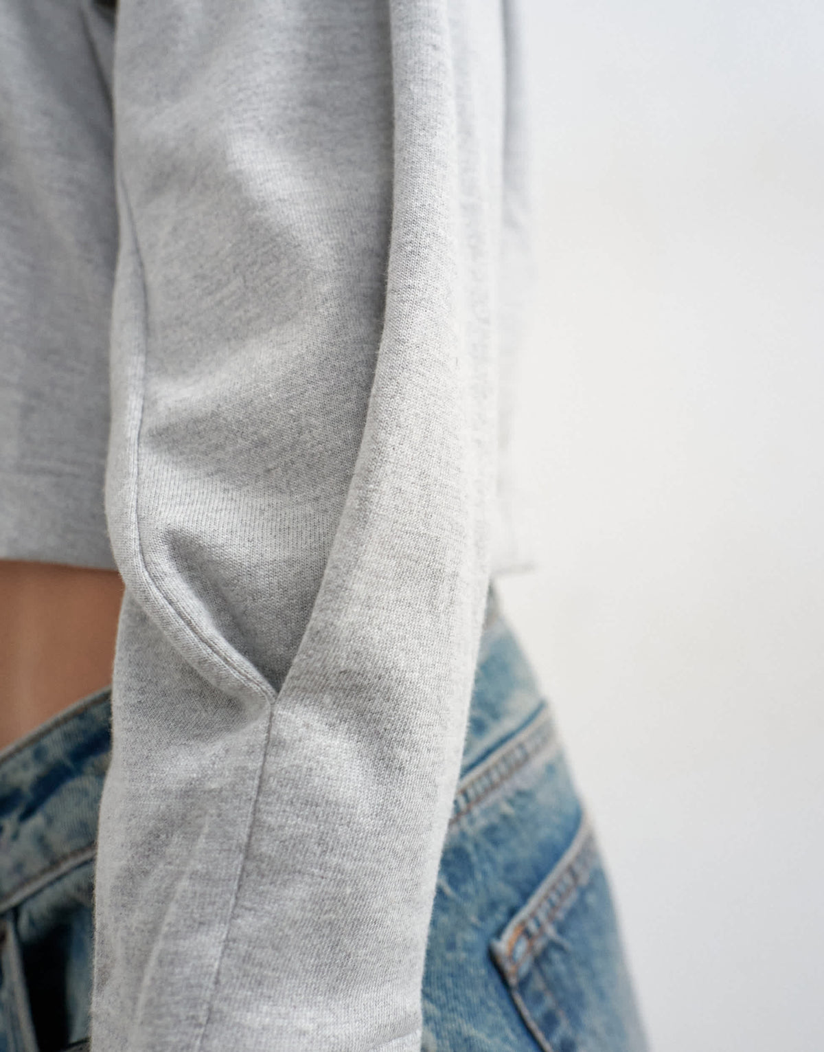 Topshop raglan cinch cuff long sleeve top in grey marl