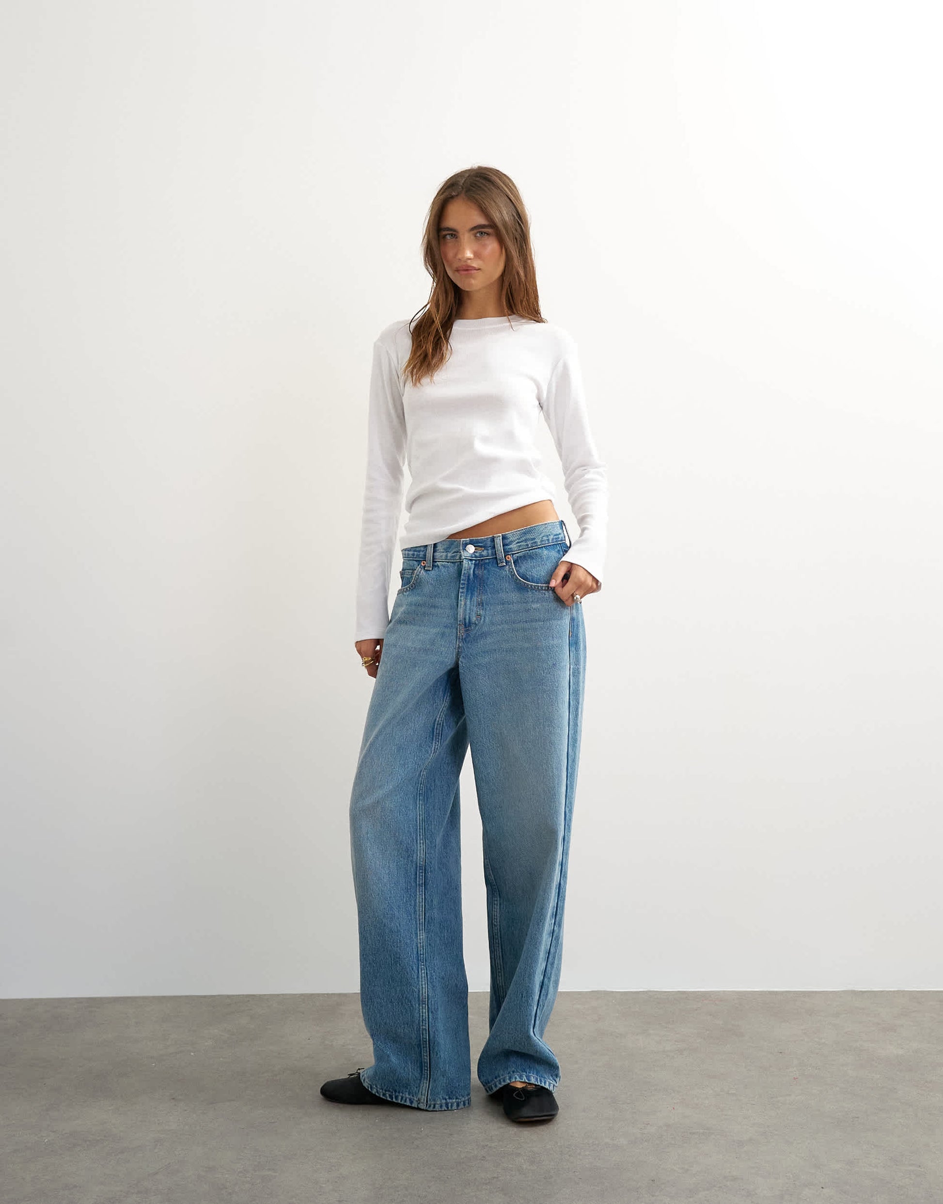 Topshop long sleeve everyday tee in white