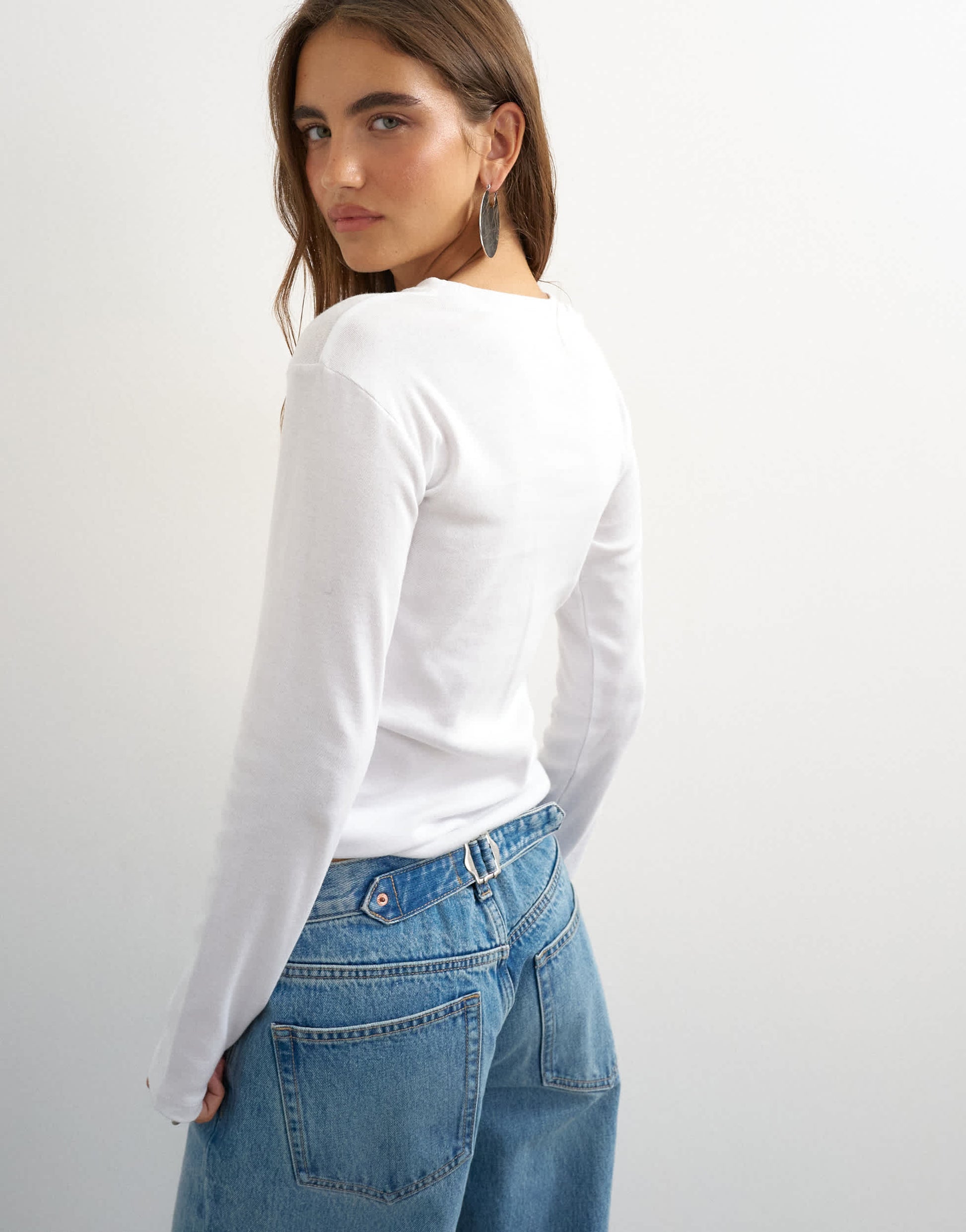 Topshop long sleeve everyday tee in white