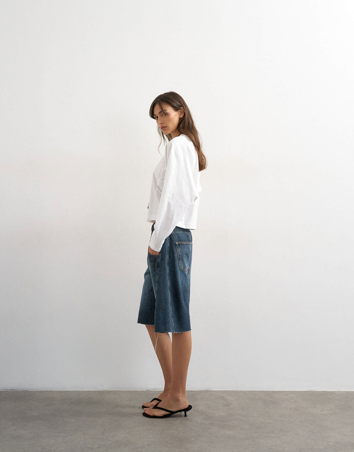 Topshop raglan cinch cuff long sleeve top in ivory