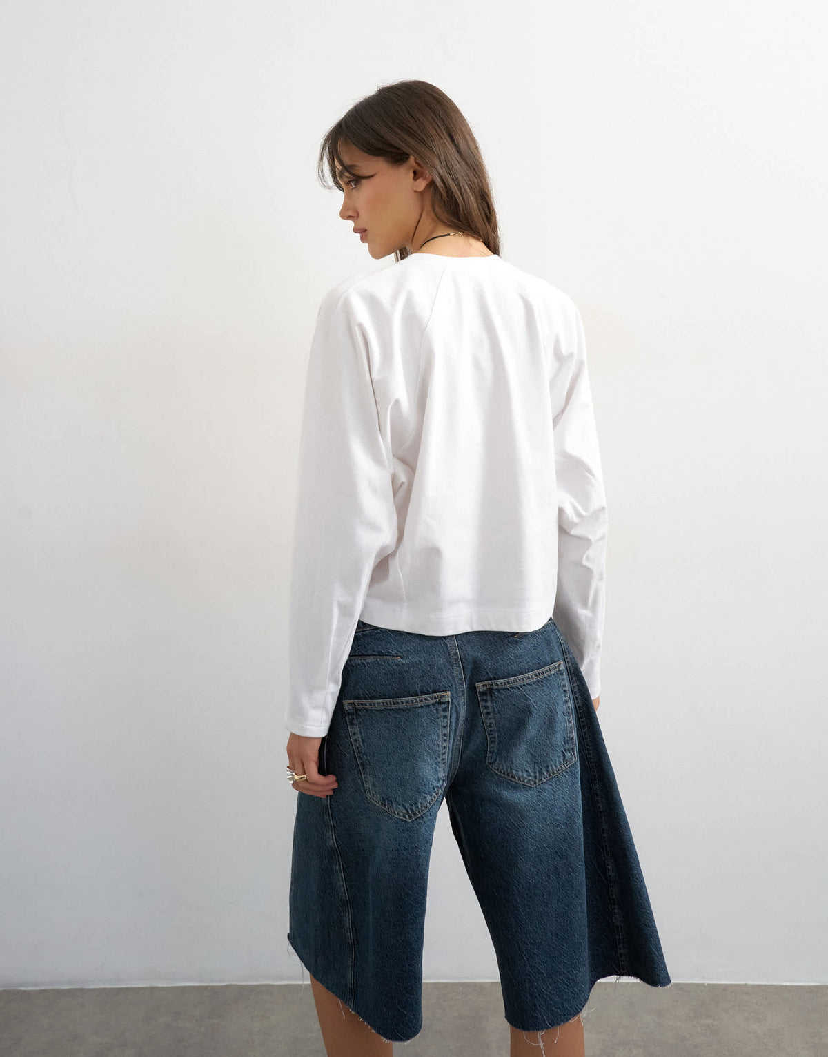 Topshop raglan cinch cuff long sleeve top in ivory