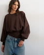 Topshop raglan cinch waist ruched sweat in chocolate