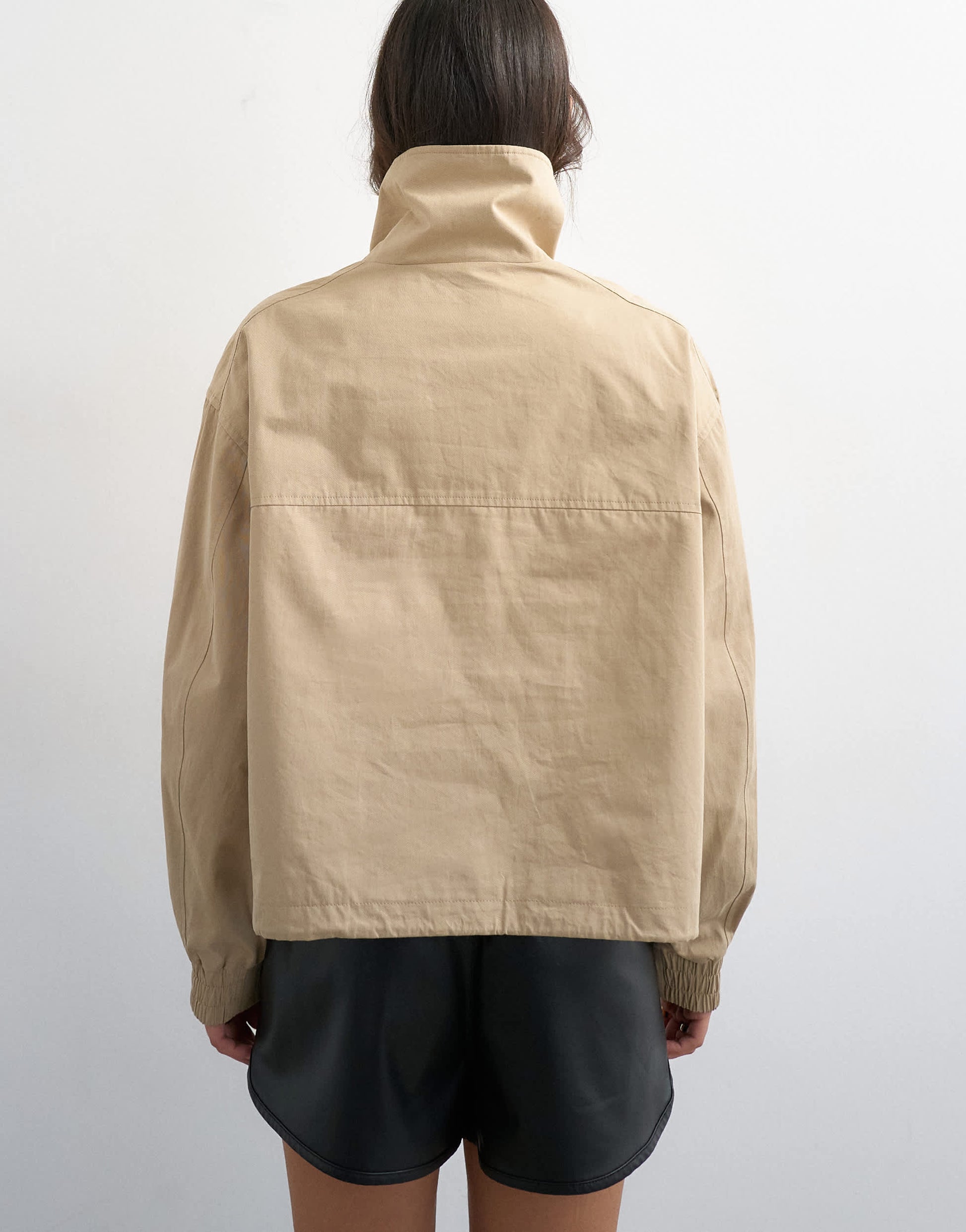 Topshop pocket detail zip up jacket in stone