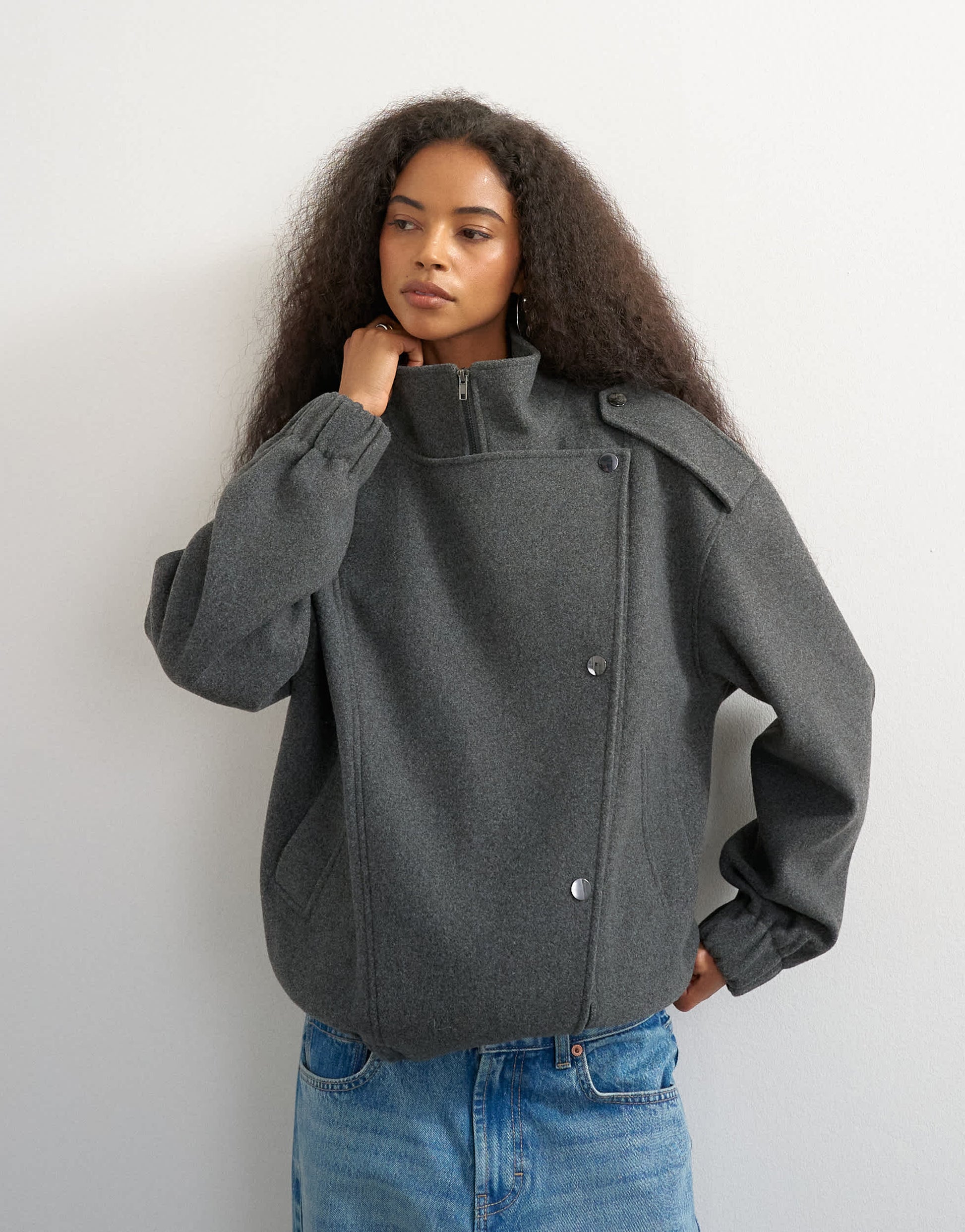 Topshop formal bomber in grey
