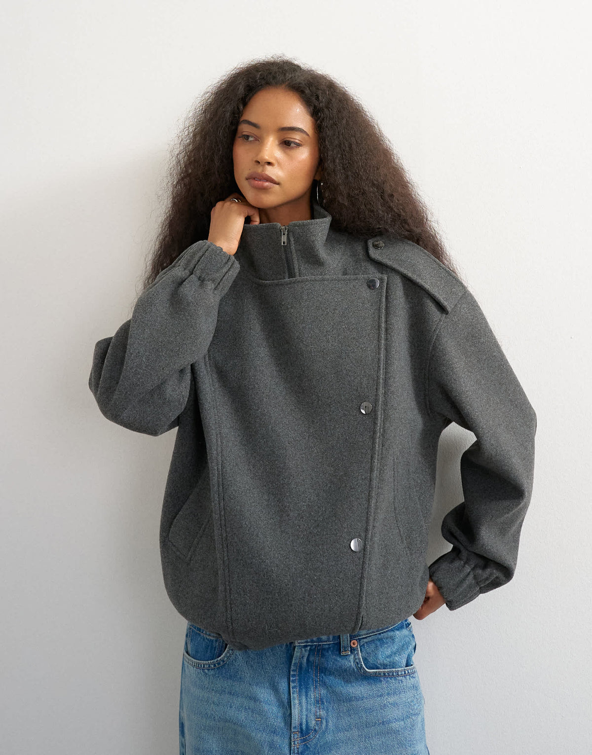 Topshop formal bomber in grey