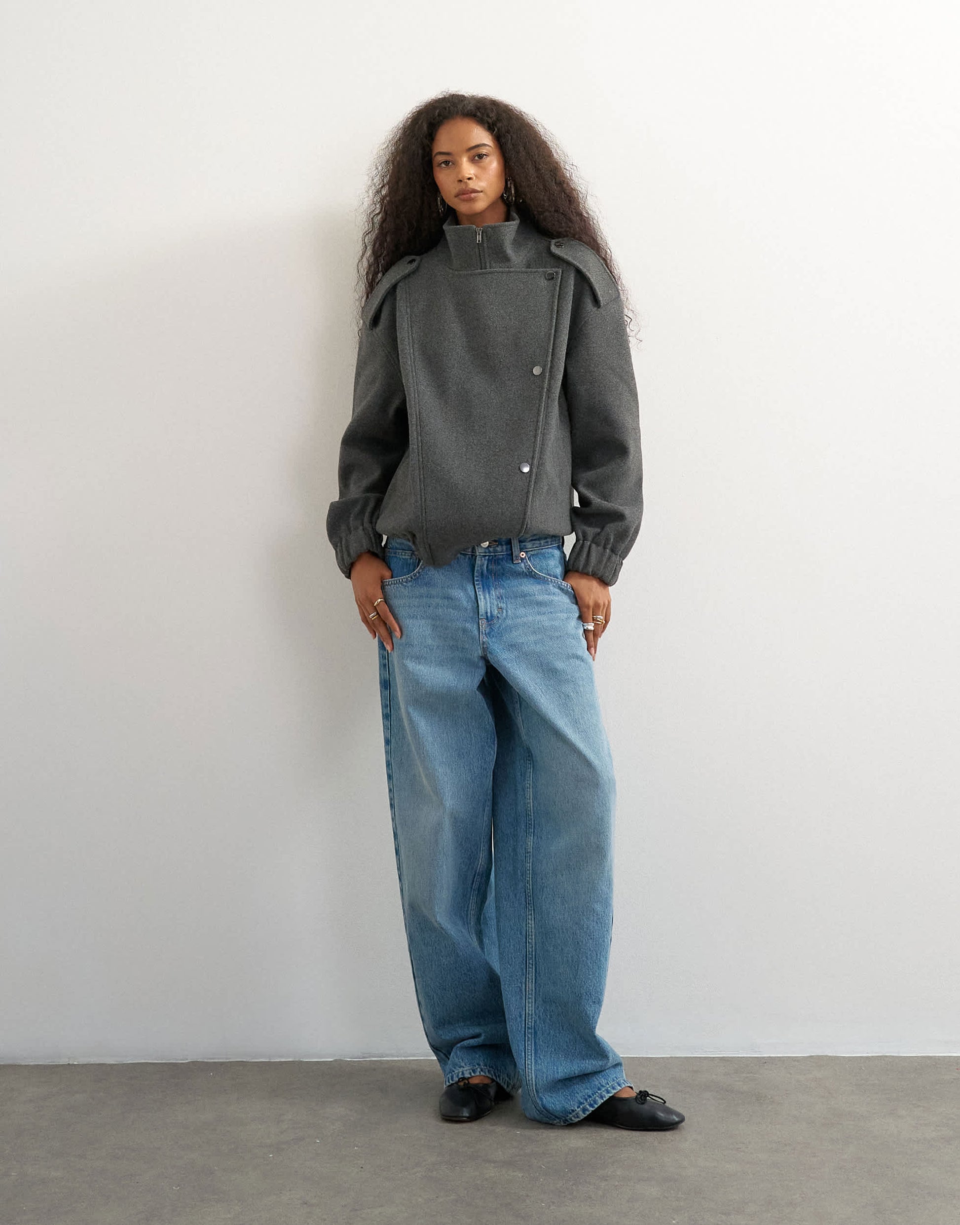 Topshop formal bomber in grey