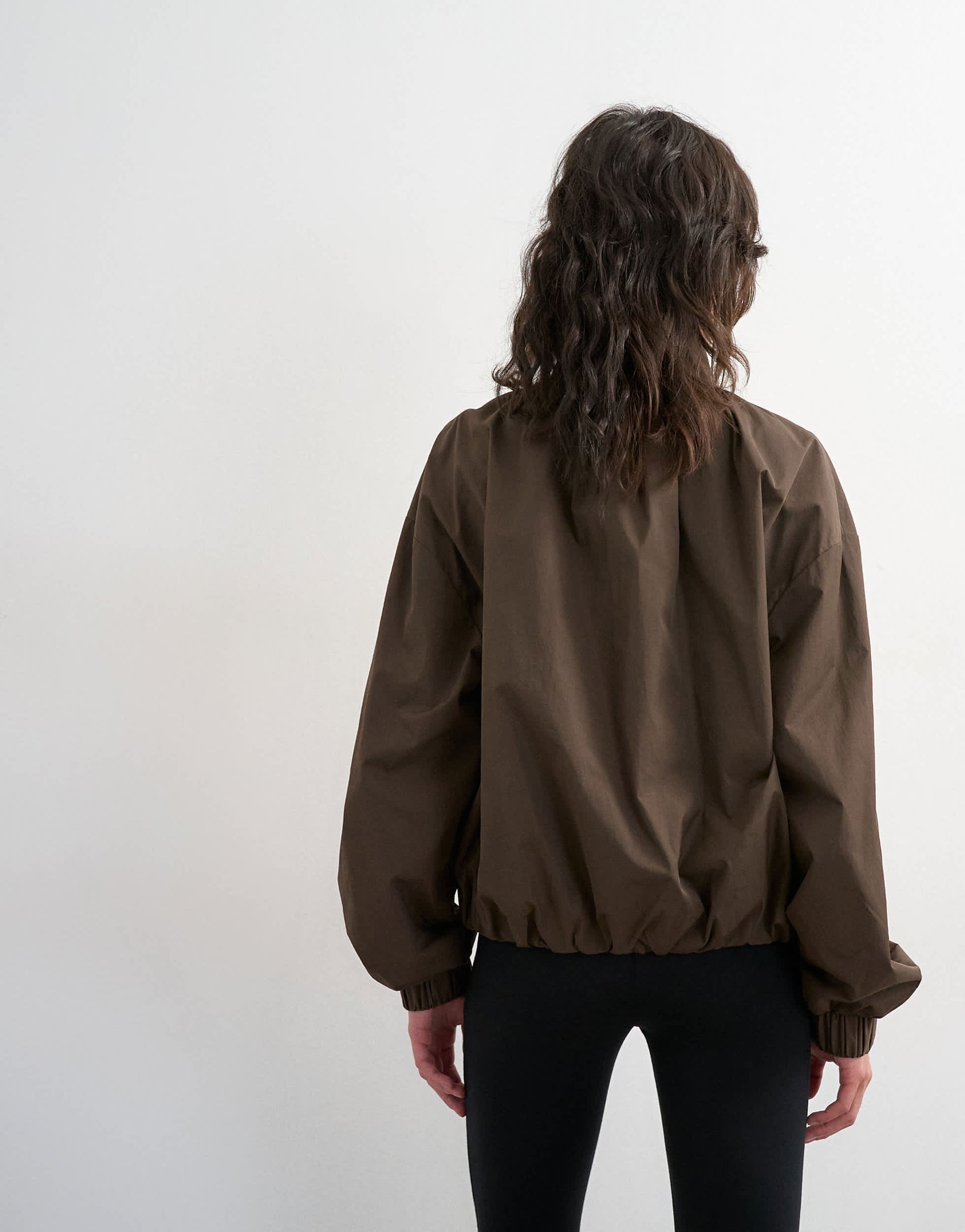 Topshop techy drawcord waist jacket in brown