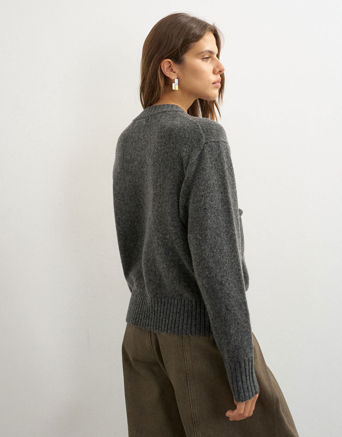 Topshop knitted pocket jumper in smoke