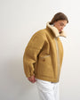 Topshop super oversized ovoid shearling jacket in tan