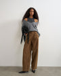 Topshop faux suede barrel leg trouser in choc