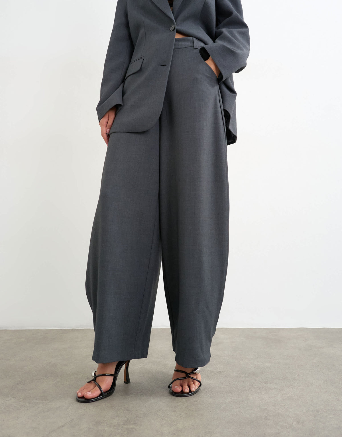 Topshop co ord ovoid side pleat trouser in grey