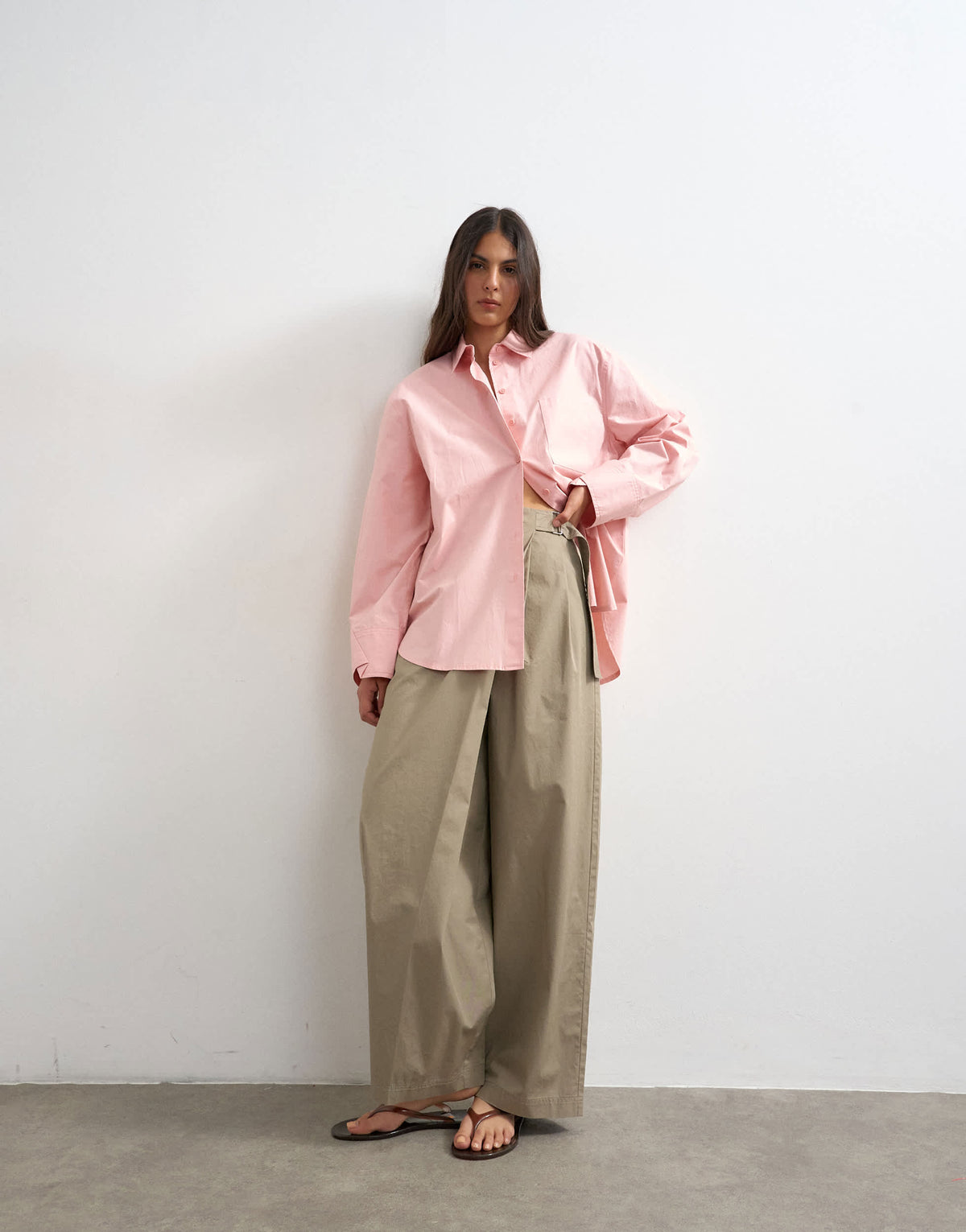 Topshop smart casual techy wrap buckle detail trouser in mushroom