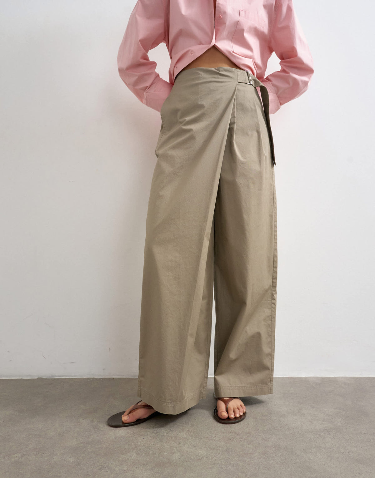Topshop smart casual techy wrap buckle detail trouser in mushroom