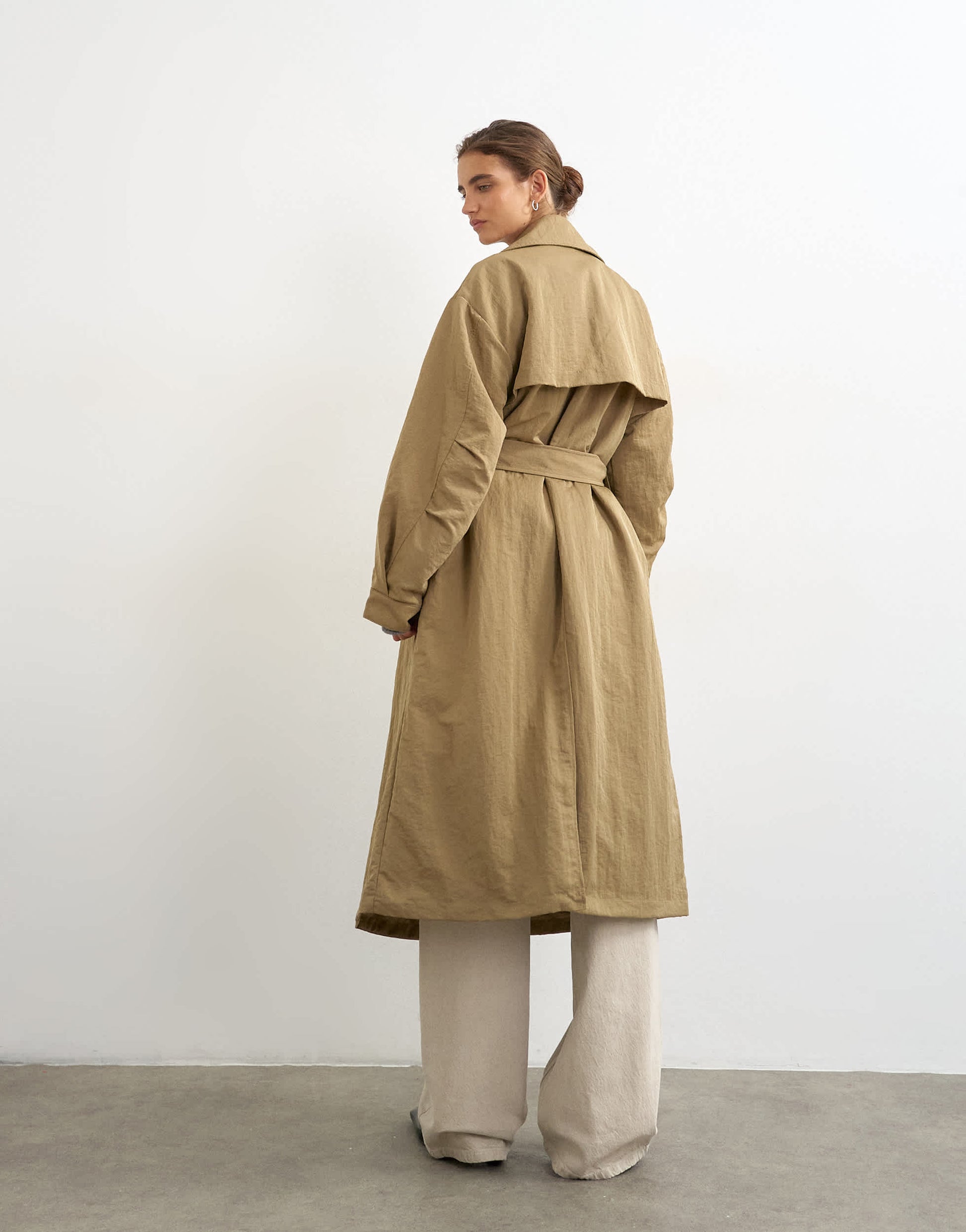Topshop funnel neck trench in camel