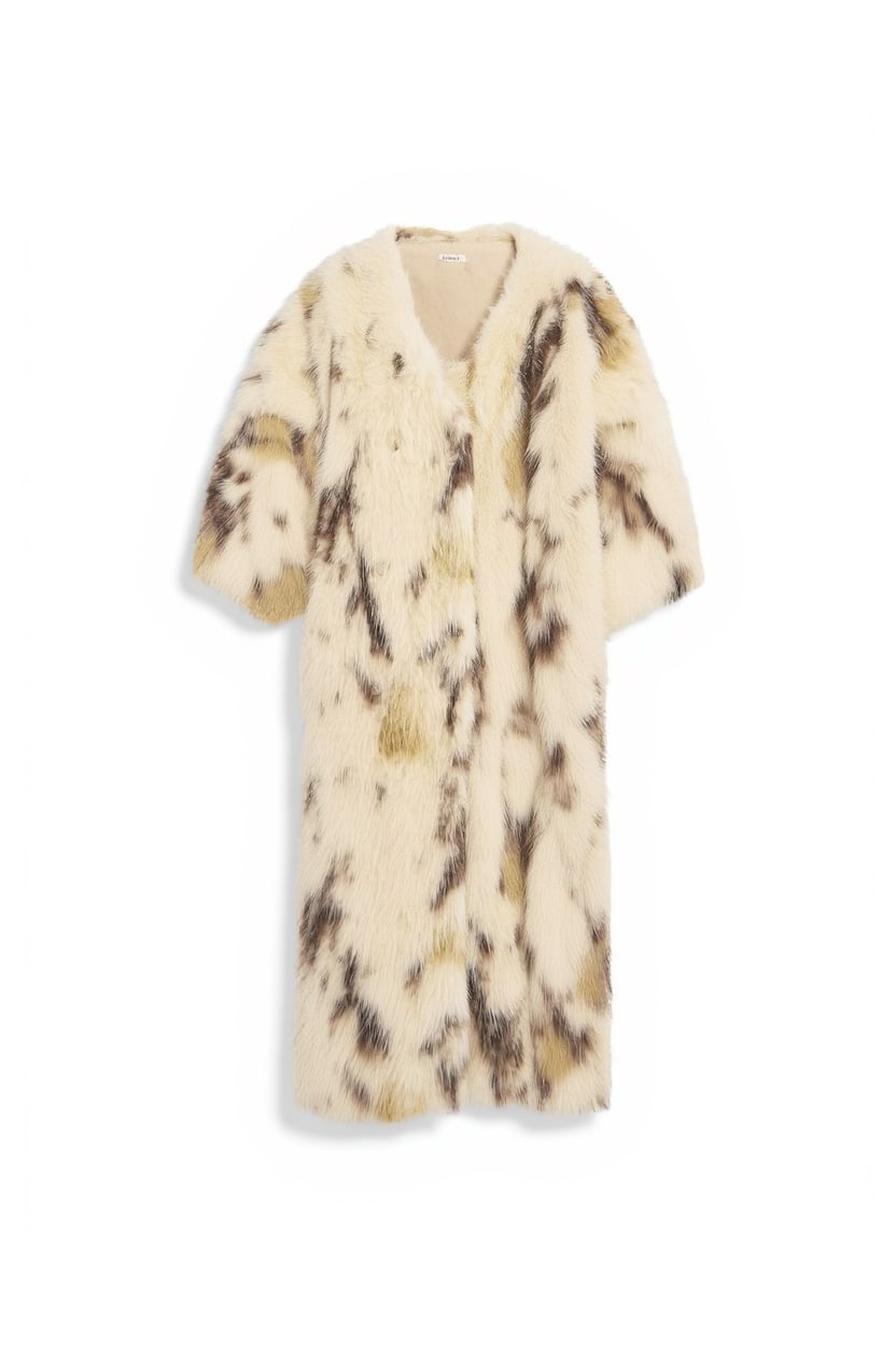 Topshop longline faux fur coat in cow