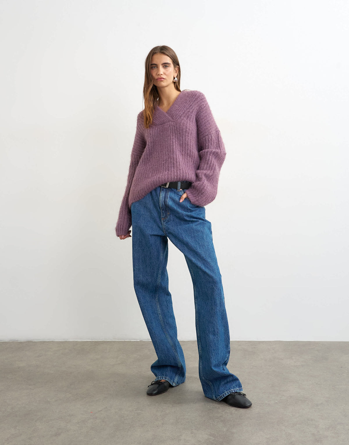 Topshop knitted chunky shawl collar jumper in bruised purple