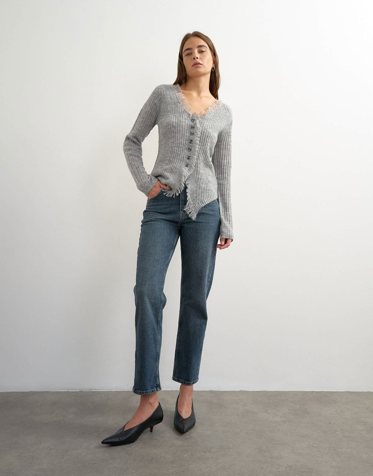 Topshop Orson comfort stretch straight leg ankle grazer jean in blue black
