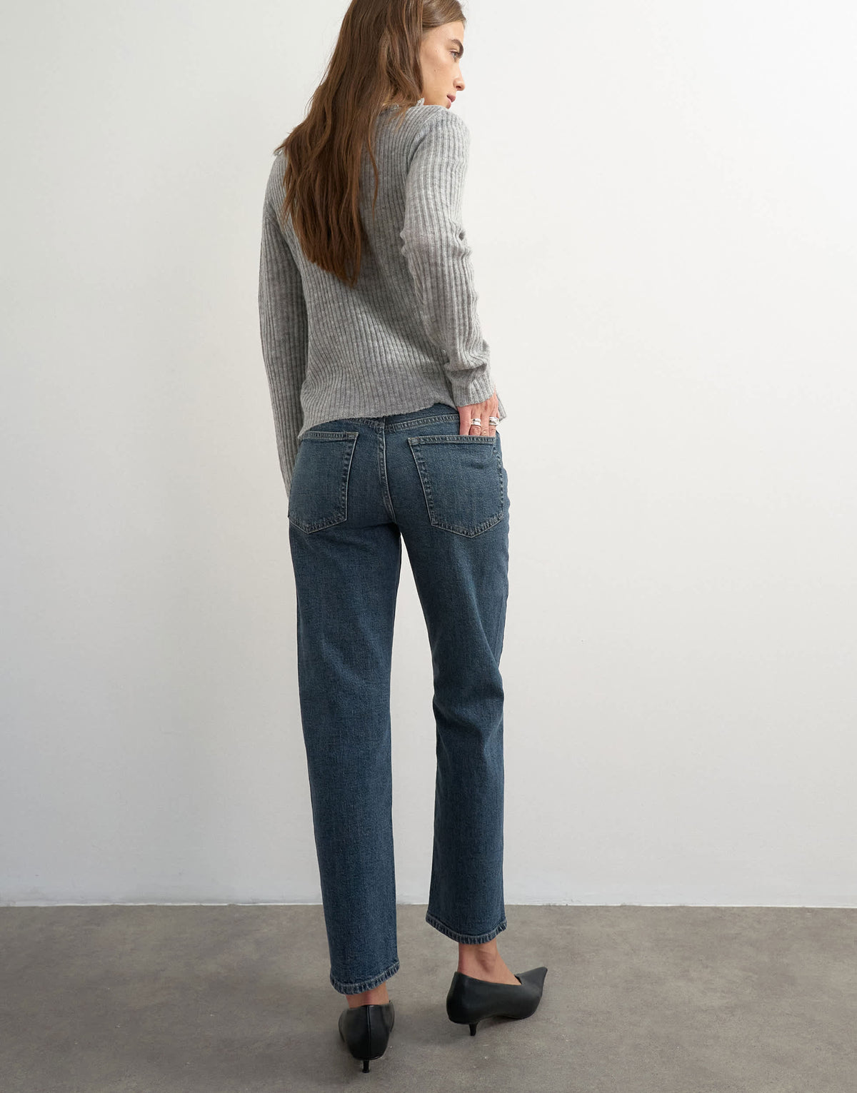 Topshop Orson comfort stretch straight leg ankle grazer jean in blue black