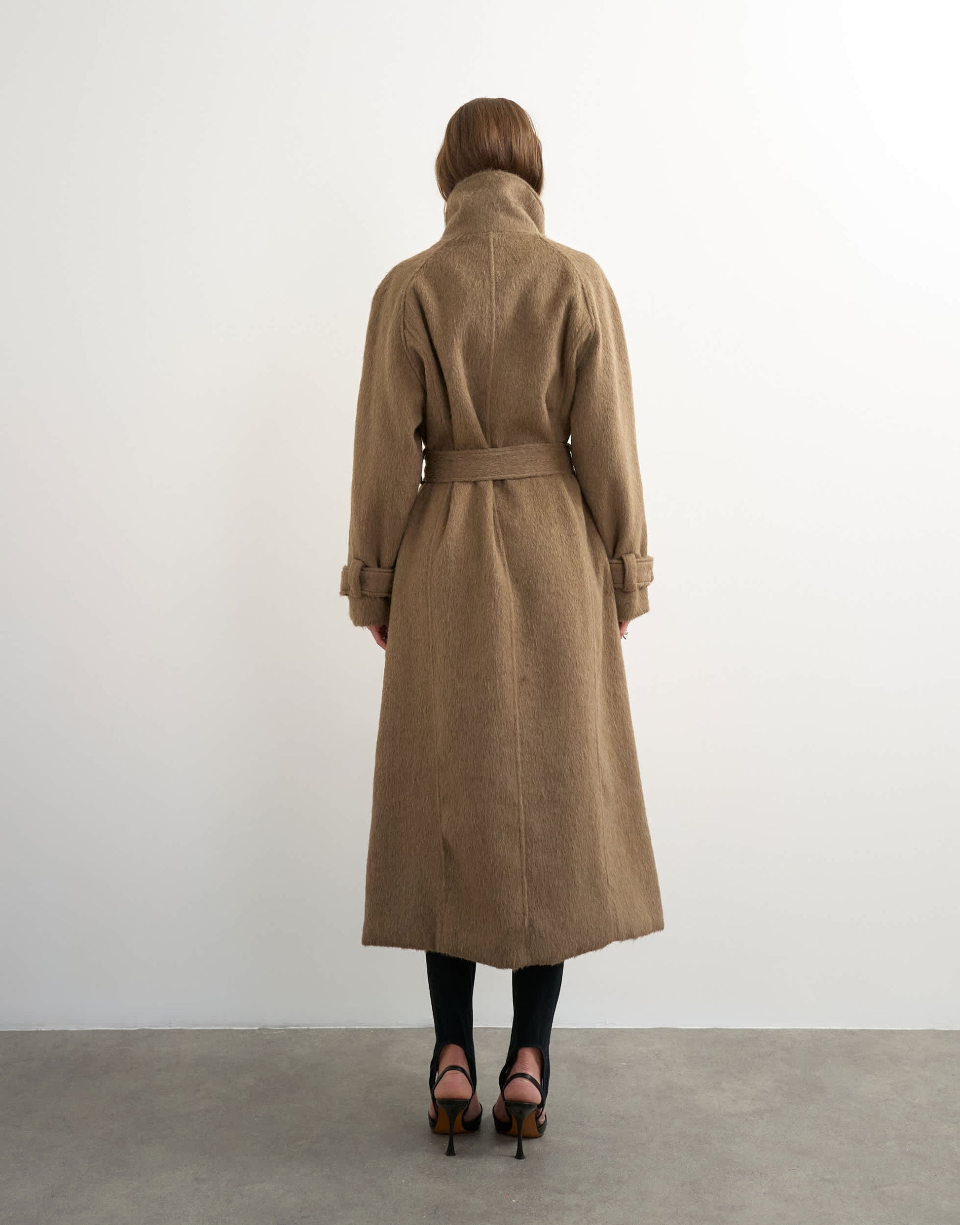 Topshop formal long trench jacket in mocha