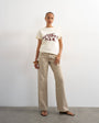 Topshop Ember low rise relaxed straight leg jean in beige