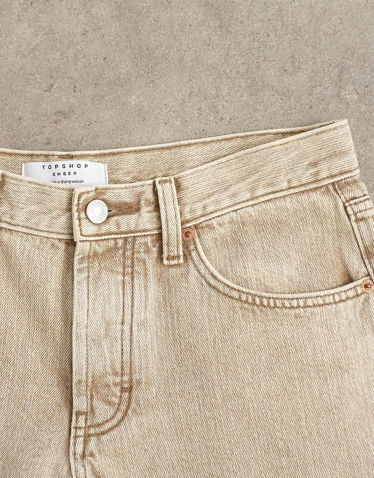 Topshop Ember low rise relaxed straight leg jean in beige