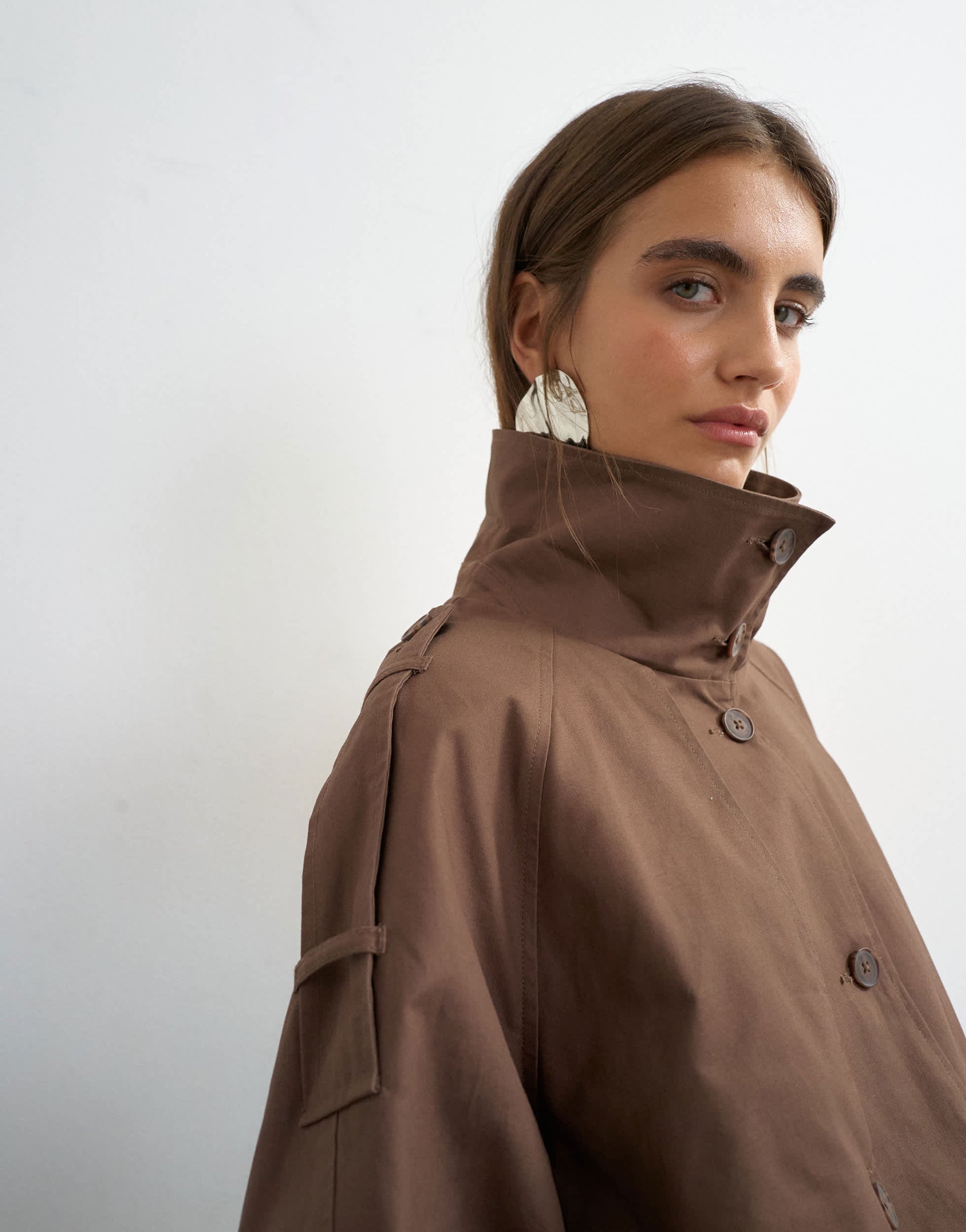 Topshop cropped trench in brown
