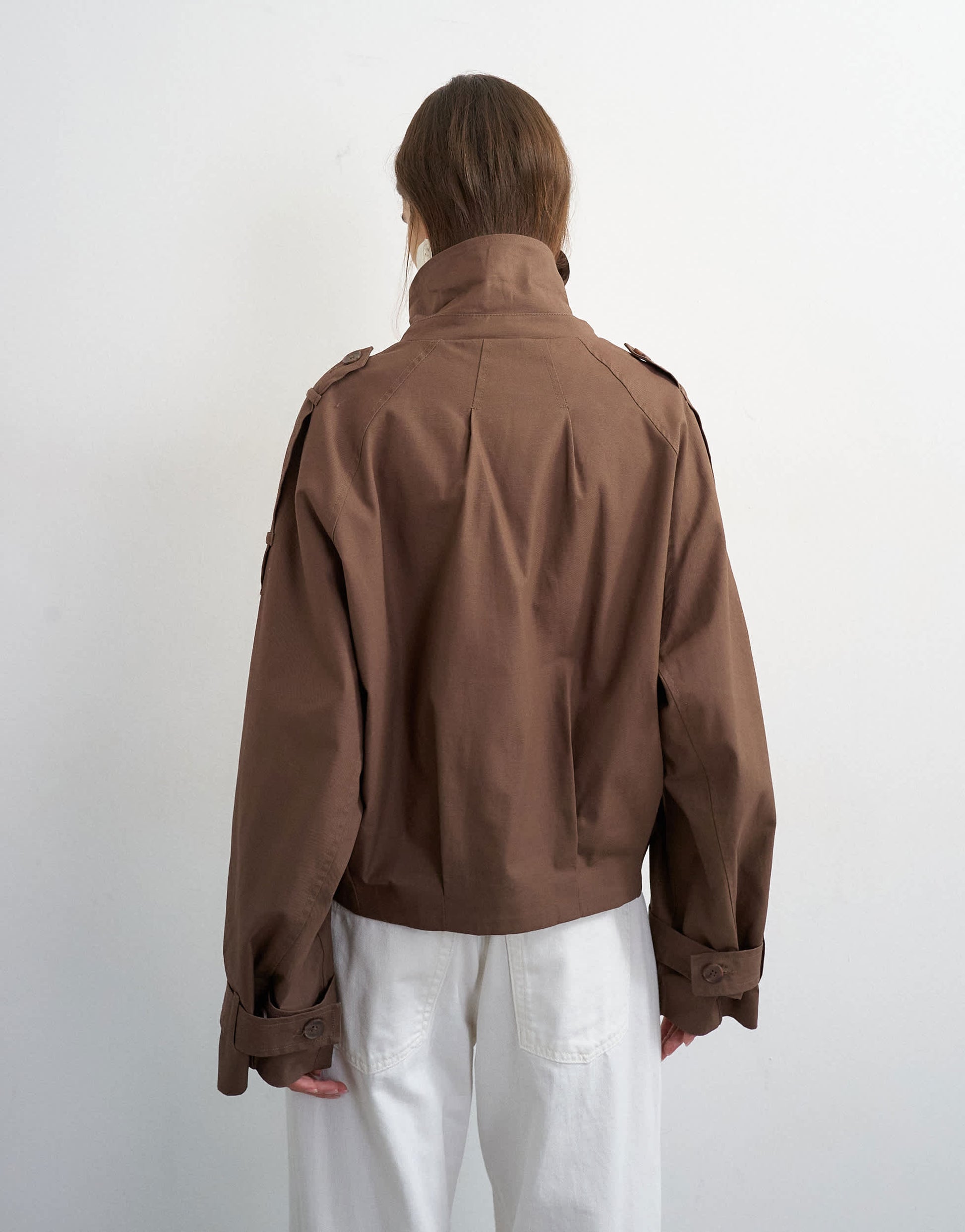 Topshop cropped trench in brown