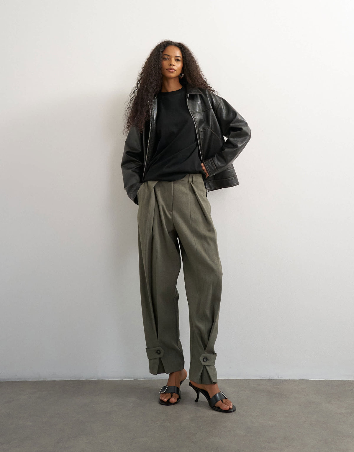 Topshop co ord ovoid tab hem tailored trouser in stone