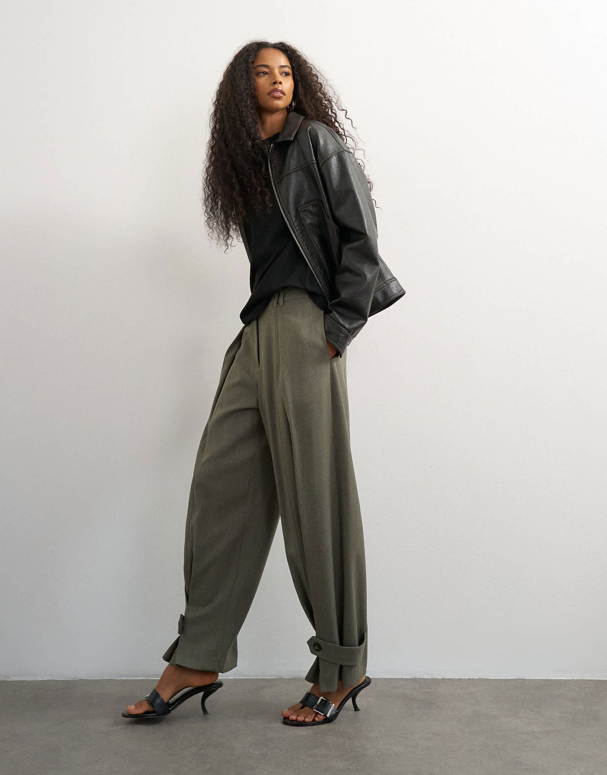 Topshop co ord ovoid tab hem tailored trouser in stone
