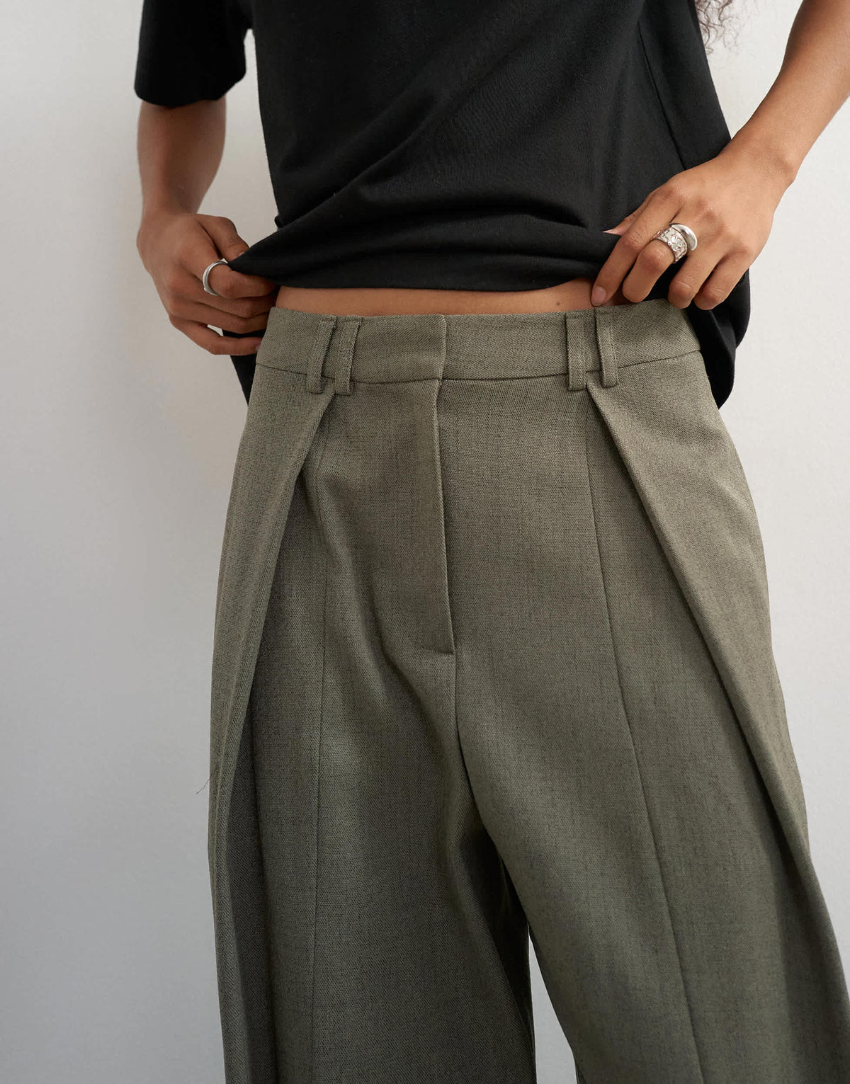 Topshop co ord ovoid tab hem tailored trouser in stone