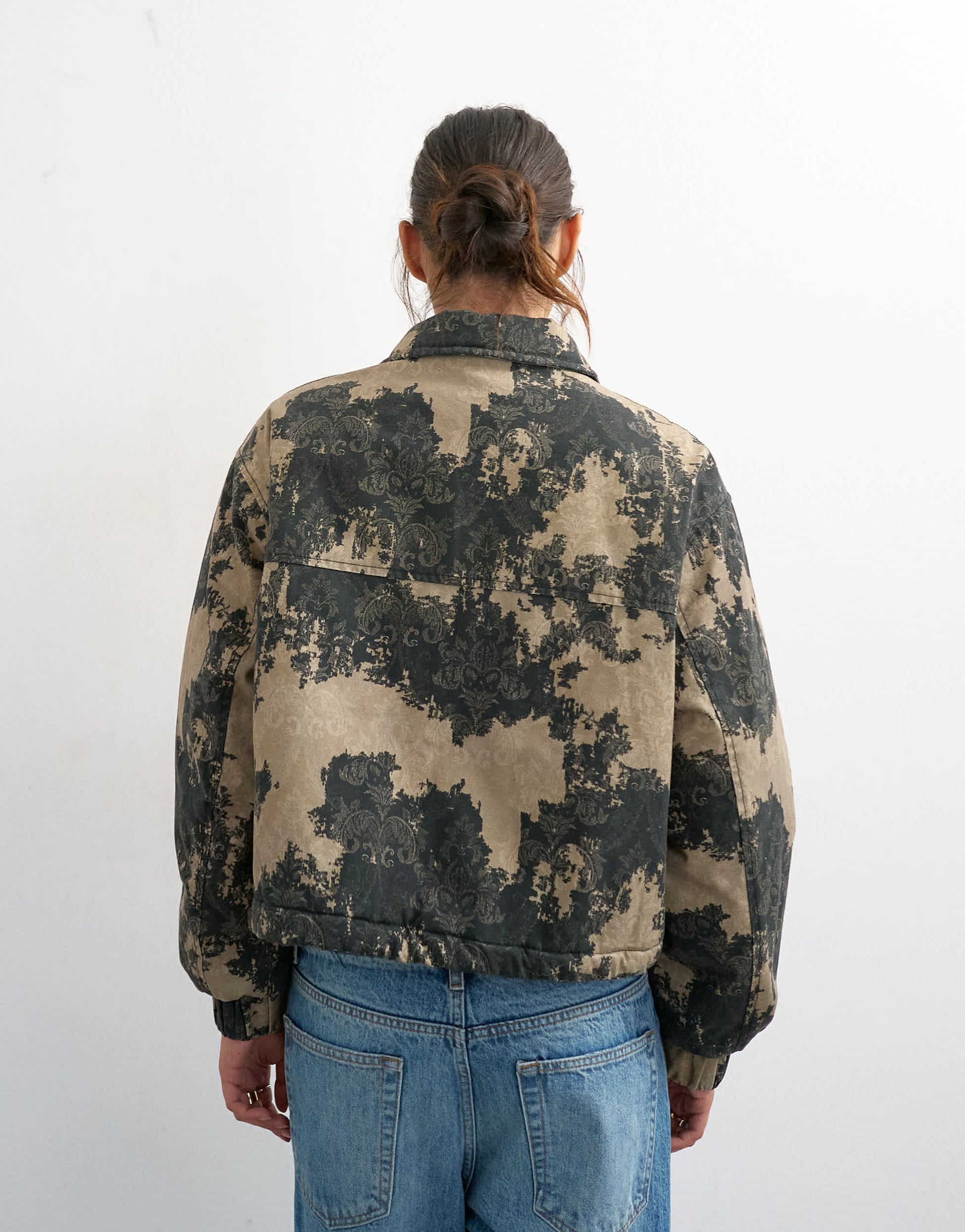Topshop printed cotton jacket in green