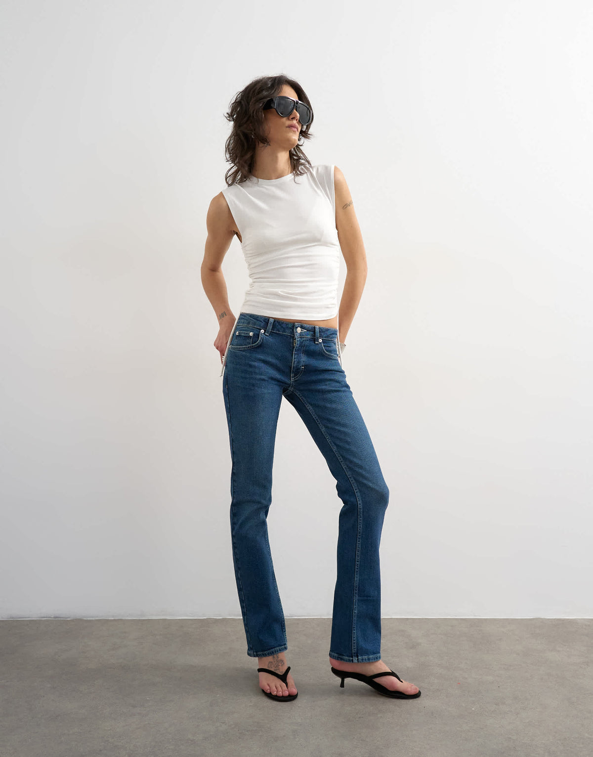 Topshop low rise slim leg jean in rich blue