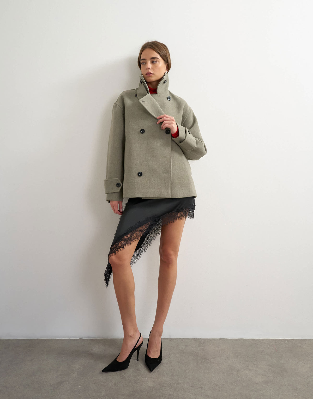 Topshop funnel neck jacket in grey