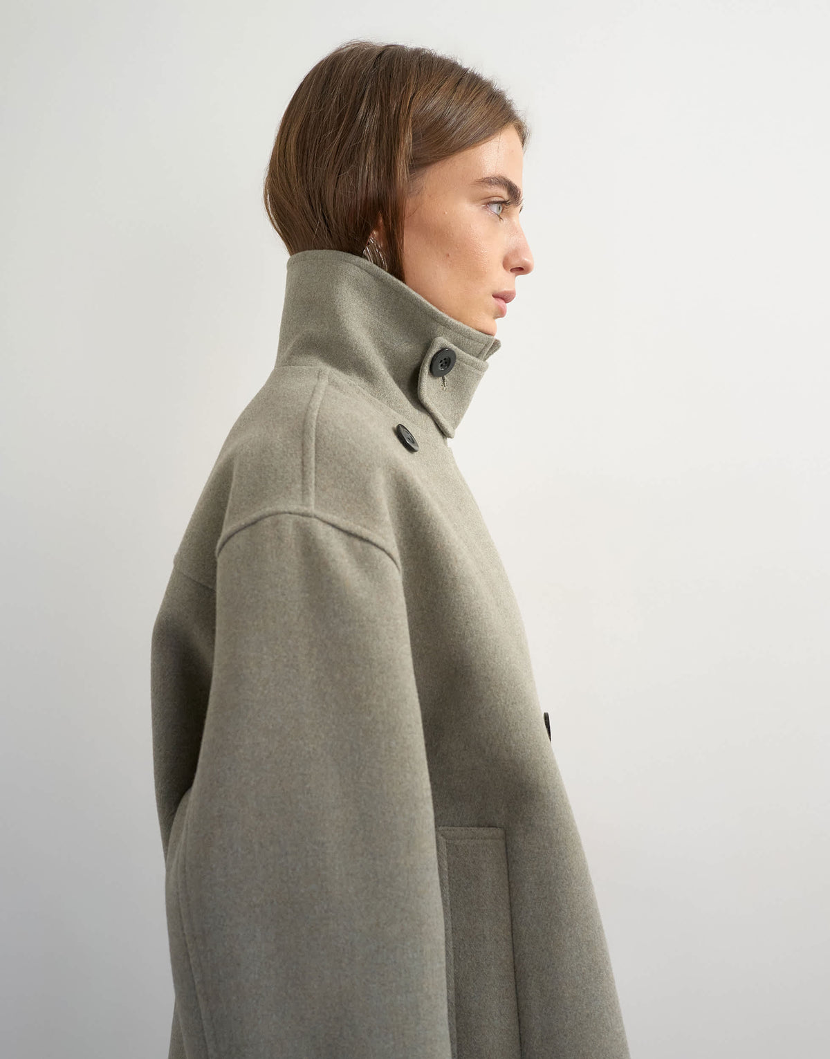 Topshop funnel neck wool jacket in grey