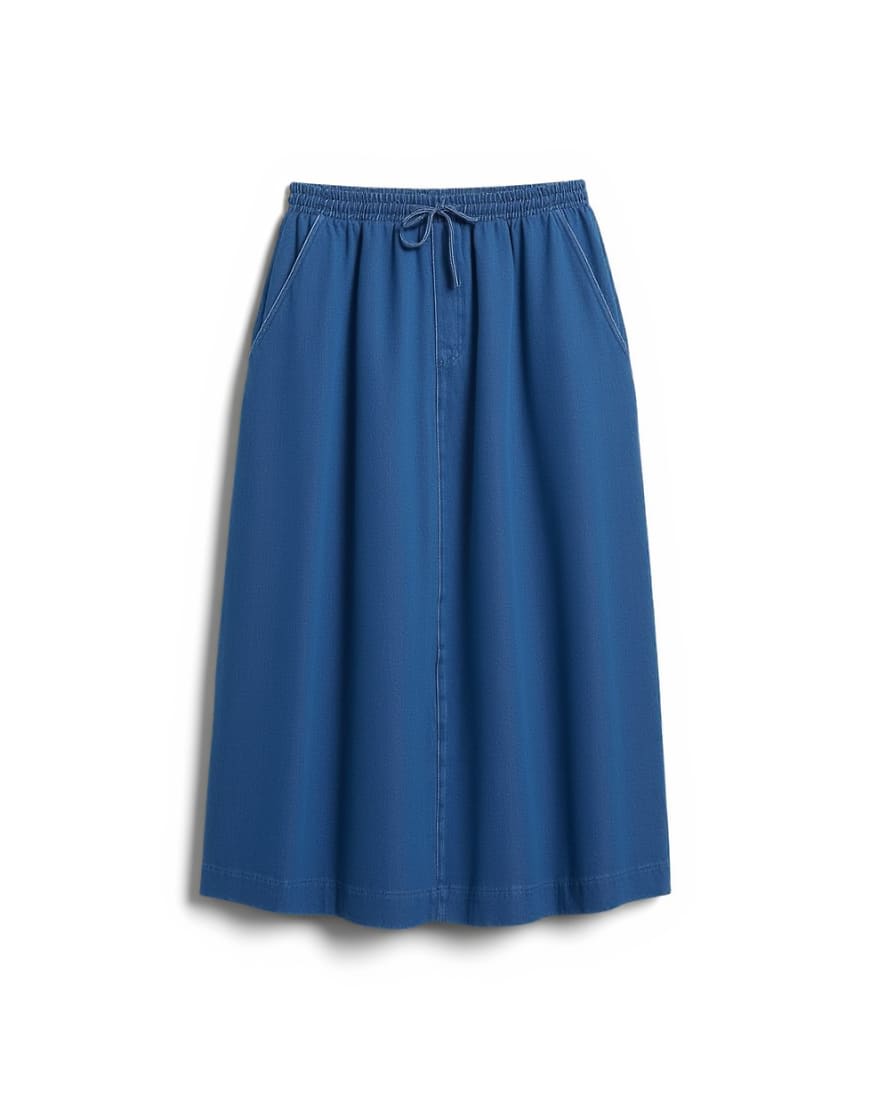 Topshop denim pull on maxi skirt in rich blue