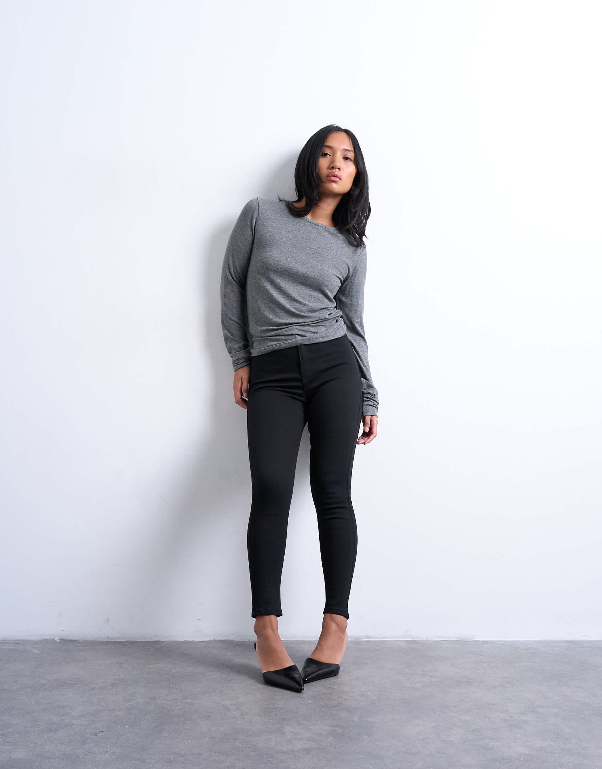 Topshop Petite Joni high rise skinny jean in black