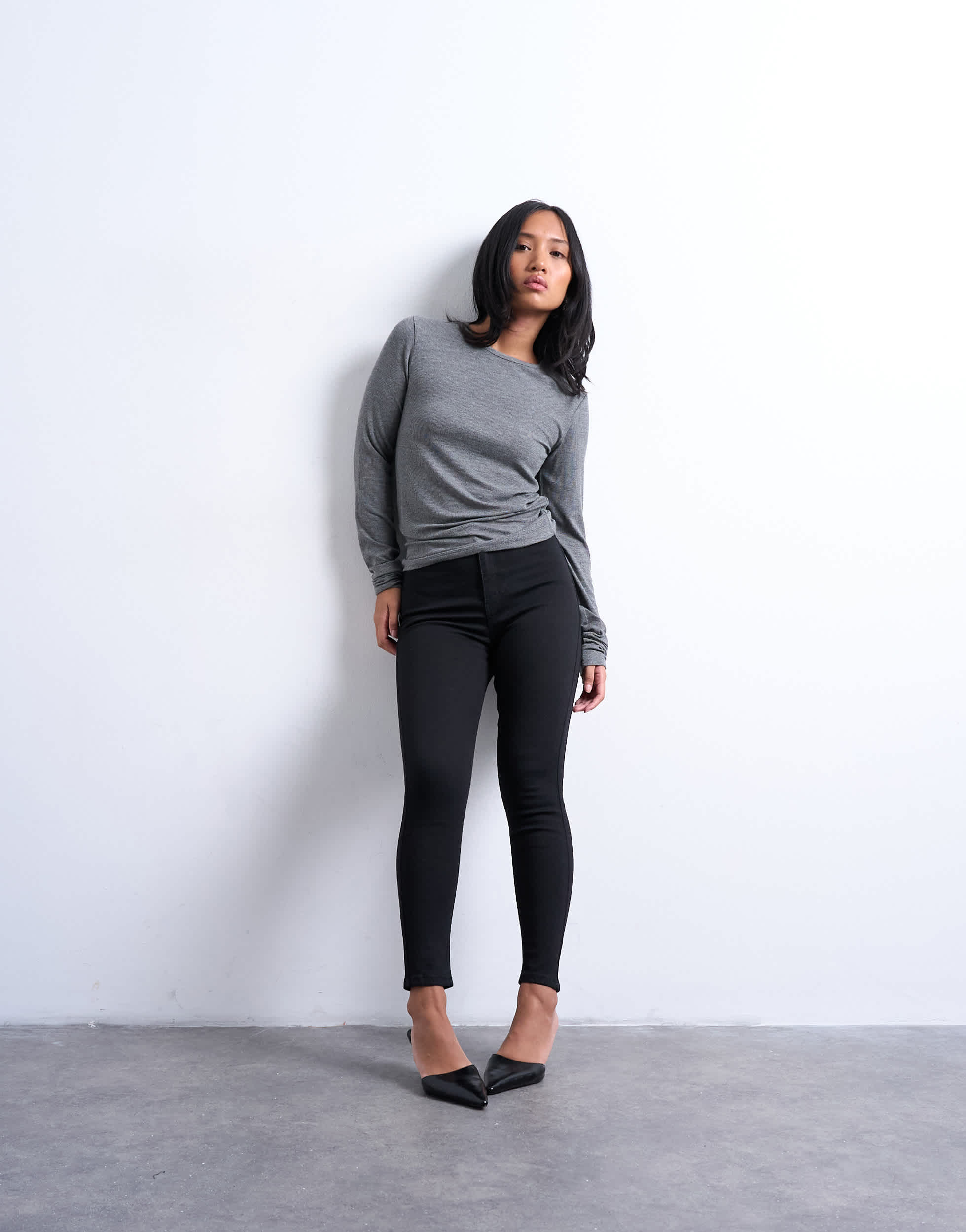 Topshop Petite Joni high rise skinny jean in black