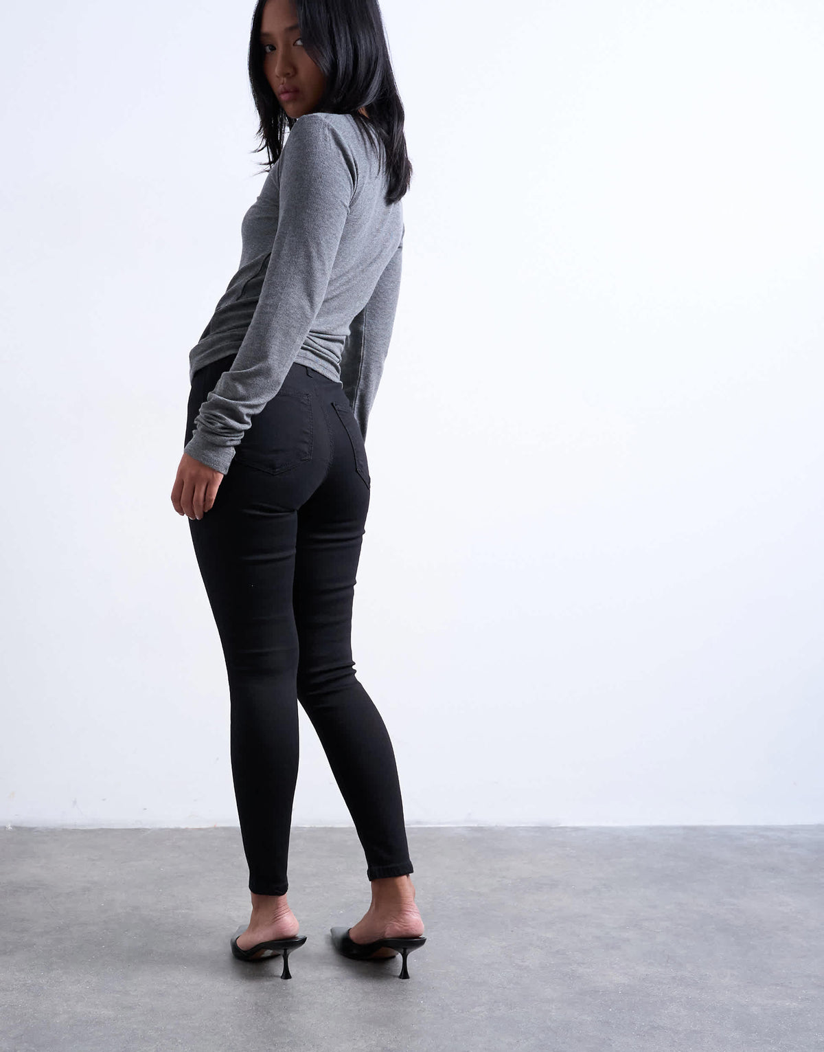 Topshop Petite Joni high rise skinny jean in black