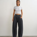 Topshop Cocoon mid rise barrel jean in washed black