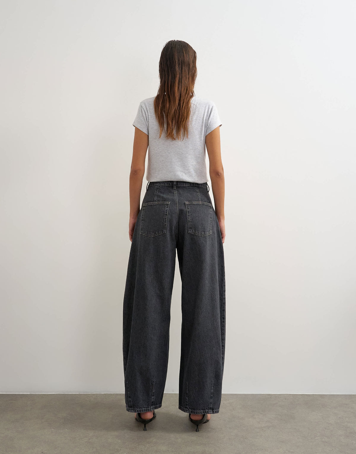 Topshop Cocoon mid rise barrel jean in washed black