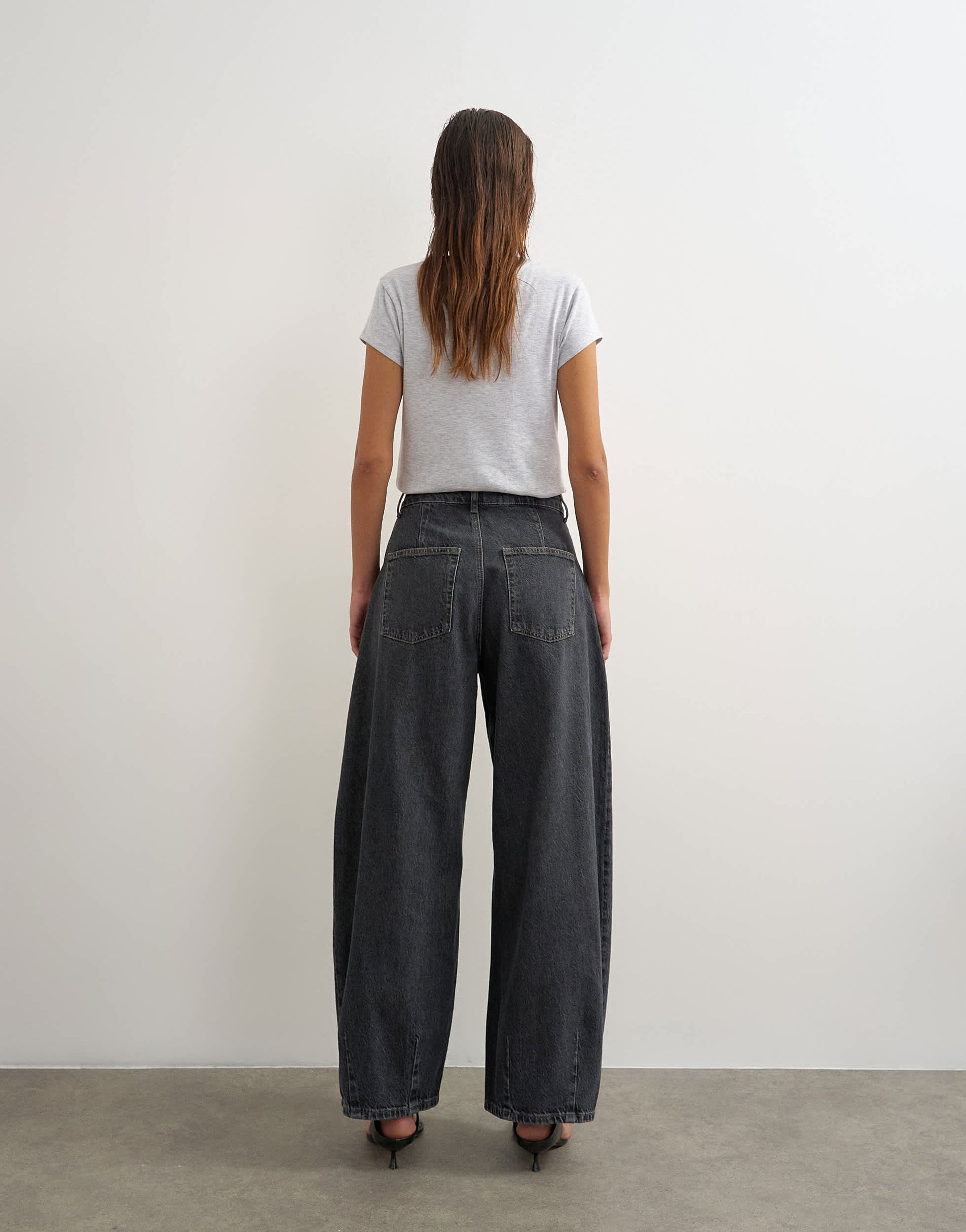Topshop Cocoon mid rise barrel jean in washed black