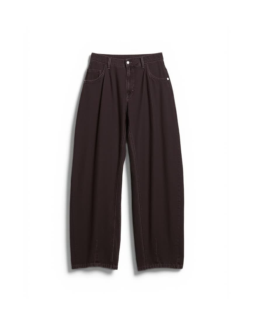 Topshop Cocoon mid rise barrel jean in chocolate