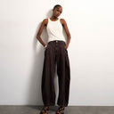 Topshop Cocoon mid rise barrel jean in chocolate