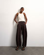 Topshop Cocoon mid rise barrel jean in chocolate